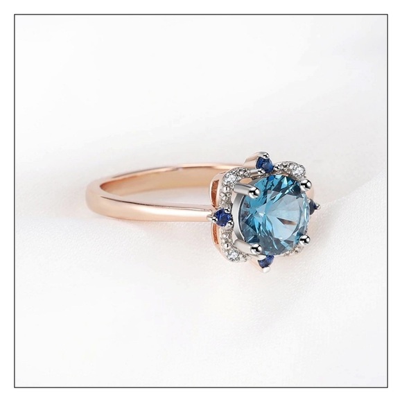 NEW Sterling Silver & Rose Gold Light Blue Topaz With London Blue Topaz … - Picture 5 of 5